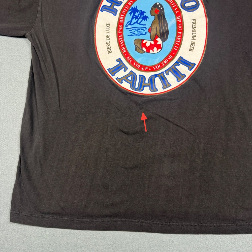 Hinano Tahiti Beer T-Shirt Mens 48 Black Cotton Vintage Graphic Print Tee Tahiti - Picture 8 of 12